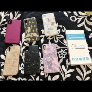 Bundle of iPhone X cases and glass protectors